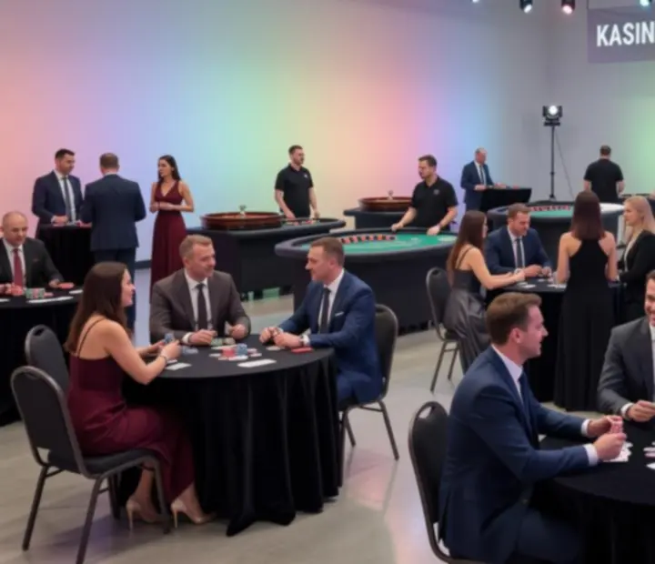 Stylový firemní event v kasinovém stylu s hosty v business oblečení